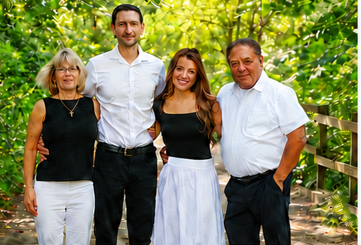 Mary Gunn with family members outdoors